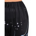 Capri Printed High Waist Pants - Midnight Blue M