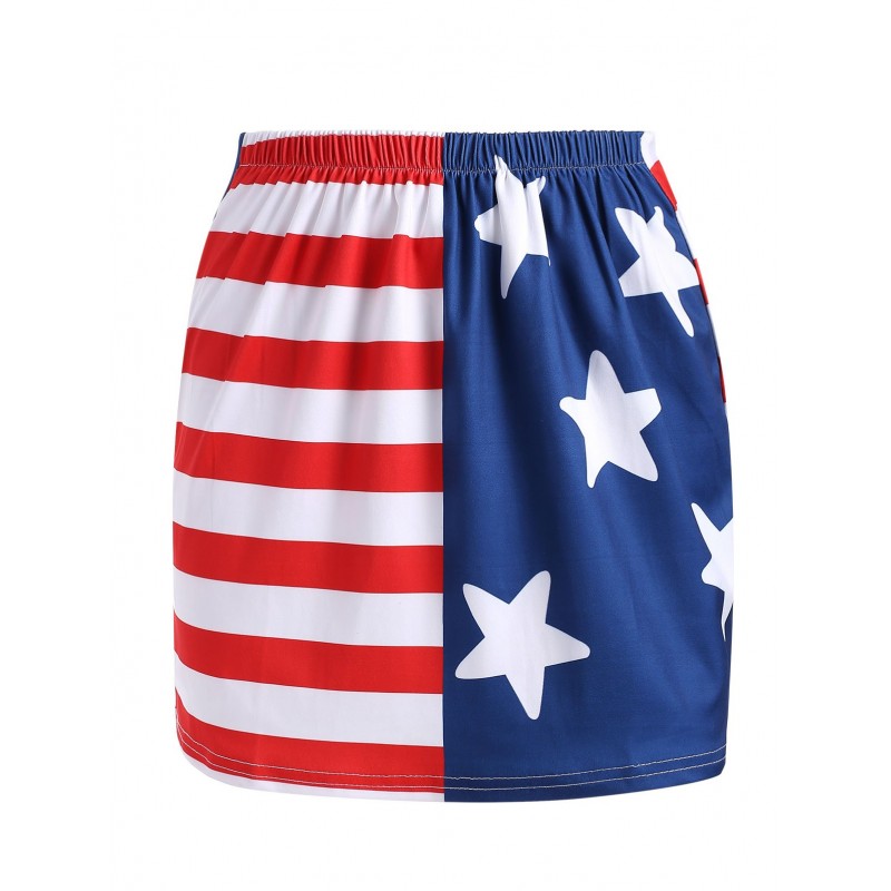 American Flag Mini Fitted Skirt -  L