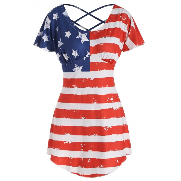 American Flag Butterfly Sleeve T-shirt -  S