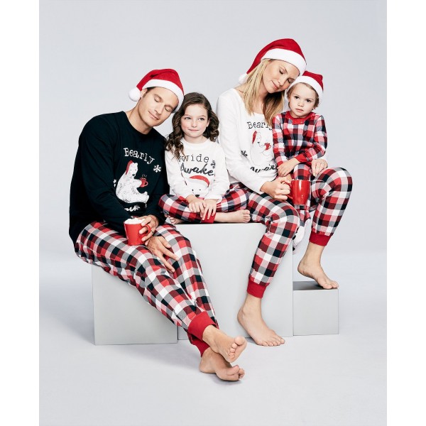 Bear Tartan Family Christmas Pajama Set - Red Dad M