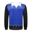 Button Belt Printed Casual Sweatshirt - Cobalt Blue Xs
