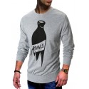 Bottle Print Crew Neck T-shirt - Gray M