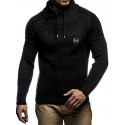 Applique Drawstring Pullover Sweater - Black M