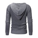1408 - M005 Men Sweater Solid Color Hooded - Light Gray Xl