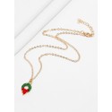 2Pcs Christmas Tree Garland Necklace Set - Gold
